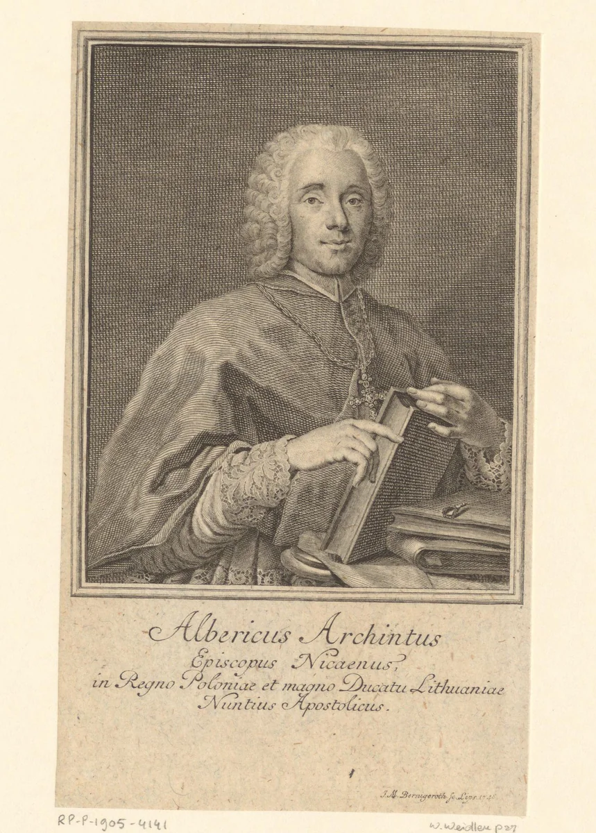 Portret van Alberico Archinto by Johann Martin Bernigeroth, print, 1748