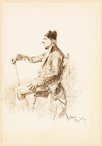 Seated Man in Profile by Mariano Fortuny, drawing, 1869