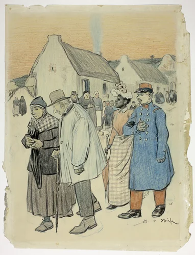 Street Scene with Two Couples by Théophile Alexandre Steinlen, print, 1879-1923