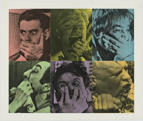 Six Colorful Gags (Male) by John Baldessari, print, 1991