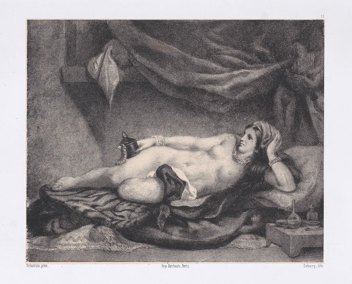 L'Odalisque by Charles Alexandre Debacq, print, 1852