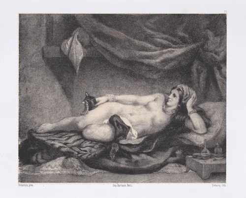 L'Odalisque by Charles Alexandre Debacq, print, 1852