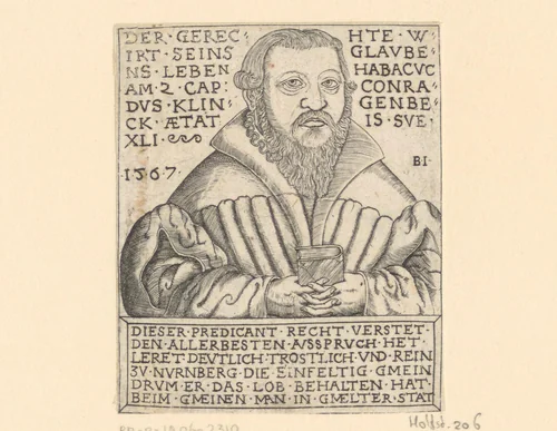 Portret van Conrad Klingenbeck by Unknown, print, 1567