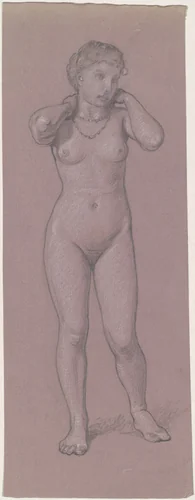 Female Nude with Necklace by Elihu Vedder, drawing, 1870-1889