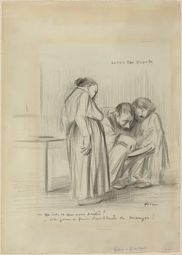 a) Ludus pro Populo (recto); b) Head of a Man (verso) by Jean-Louis Forain, drawing, 1852-1931