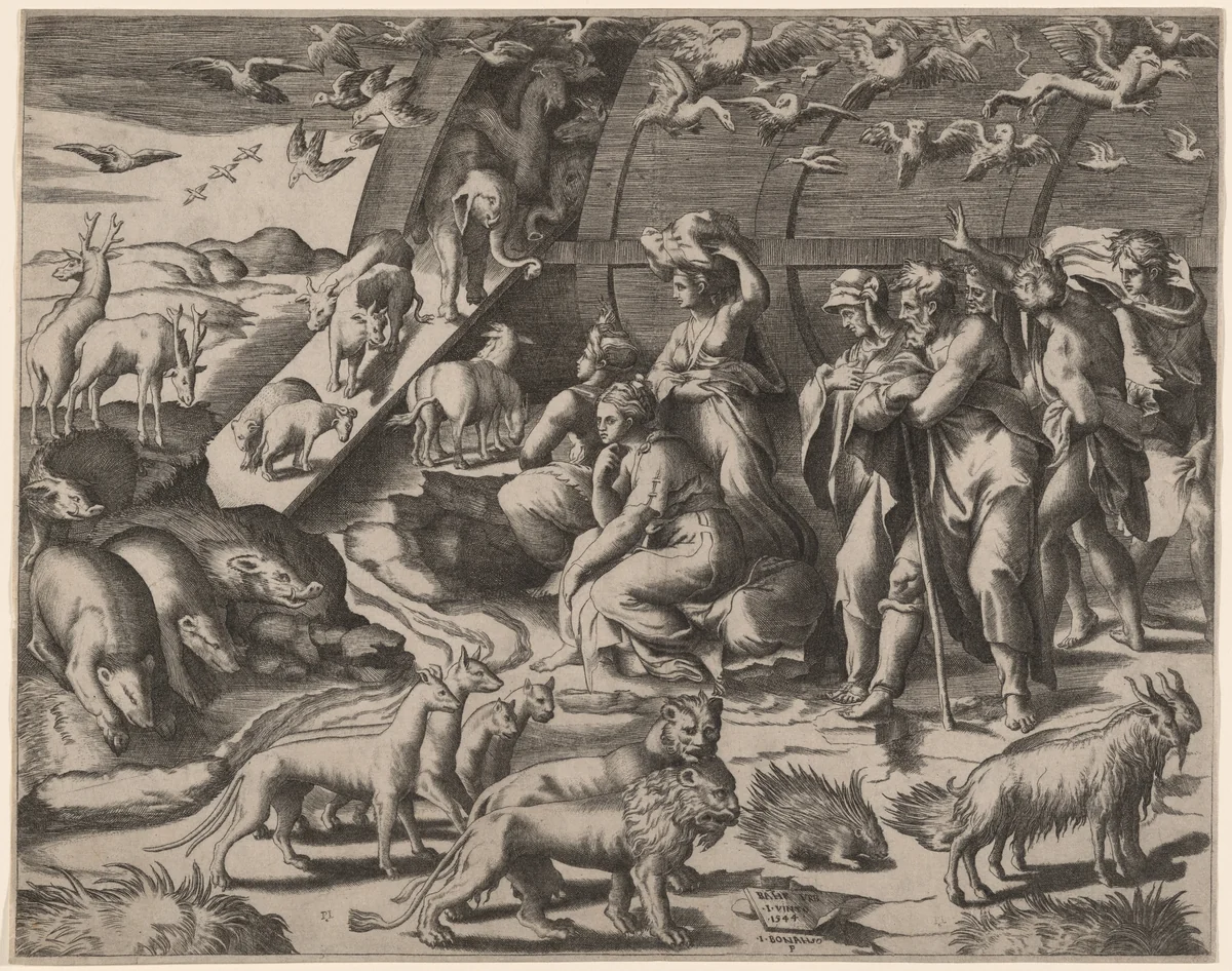 Noah Leaving the Ark by Giulio Bonasone, print, 1544