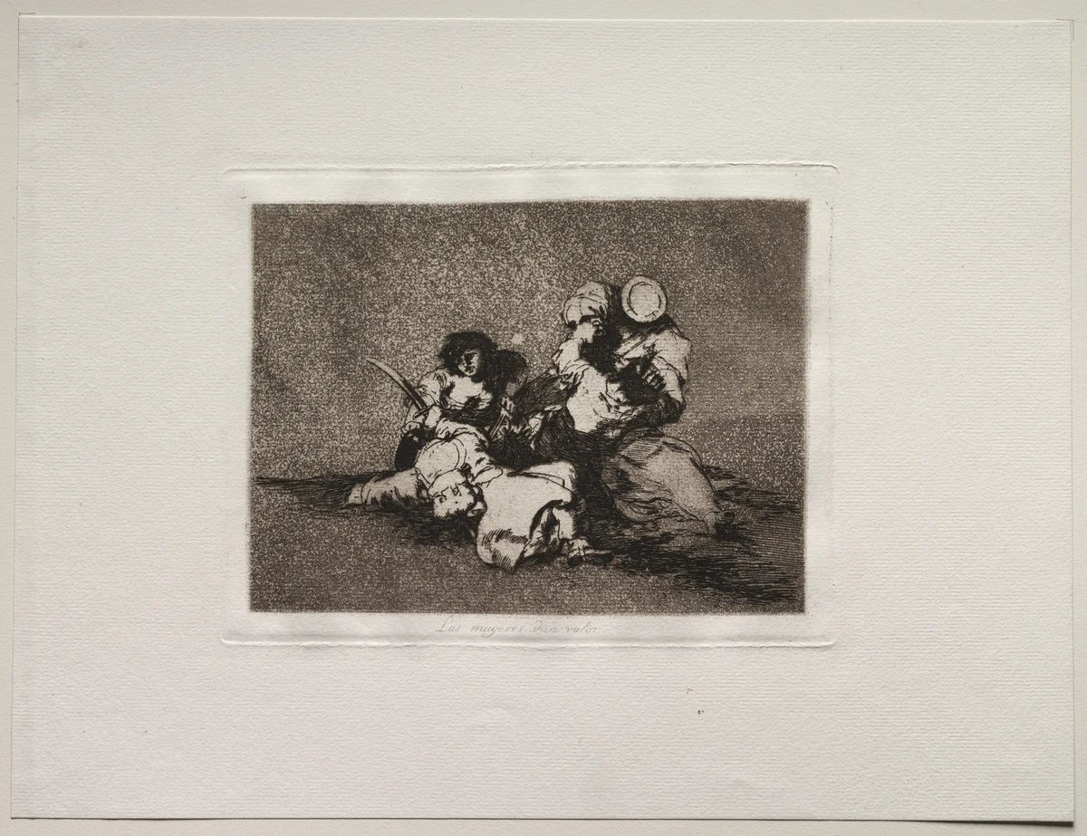 The Horrors of War: The Women Give Courage by Francisco de Goya, print, 1810-1820