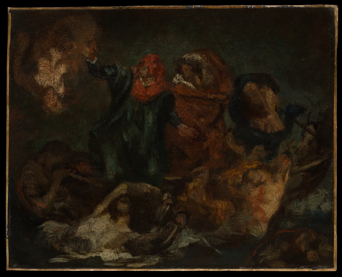 Copy after Delacroix's "Bark of Dante" by Edouard Manet, painting, 1854-1864