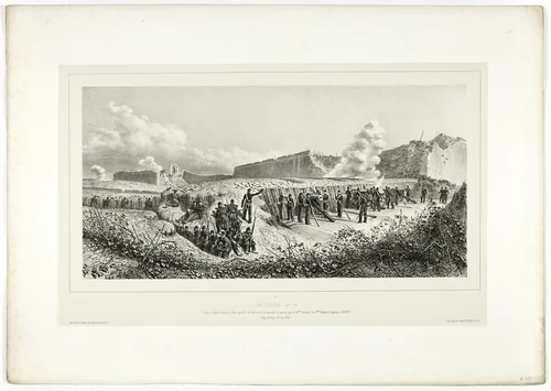 Battery no.14, from Souvenirs d’Italie: Expédition de Rome by Denis Auguste Marie Raffet, print, 1859