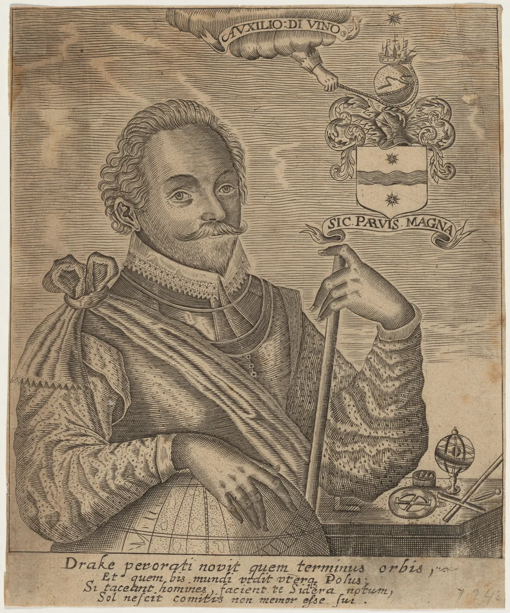 Sir Francis Drake by Robert Vaughan, print, 1598-1682