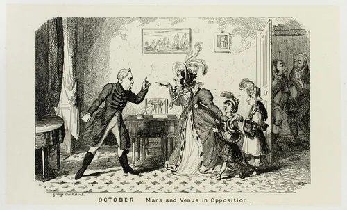 October - Mars and Venus in Opposition from George Cruikshank's Steel Etchings to The Comic Almanacks: 1835-1853 by George Cruikshank, print, 1839