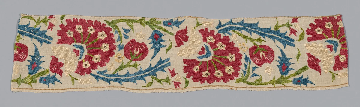 Fragment from a cover or wall hanging by Turkey, textile, 1600-1750