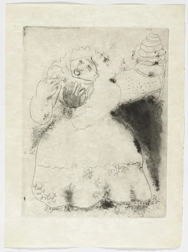 Madame Korobotchka, plate XV (supplementary suite) from Les Âmes mortes by Marc Chagall, illustrated book, 1923