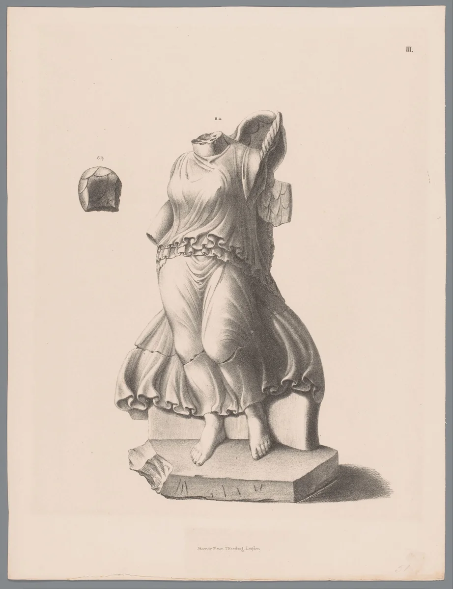 Beeld van gevleugelde vrouwenfiguur, p. III by Tiemen Hooiberg, print, 1843-1845