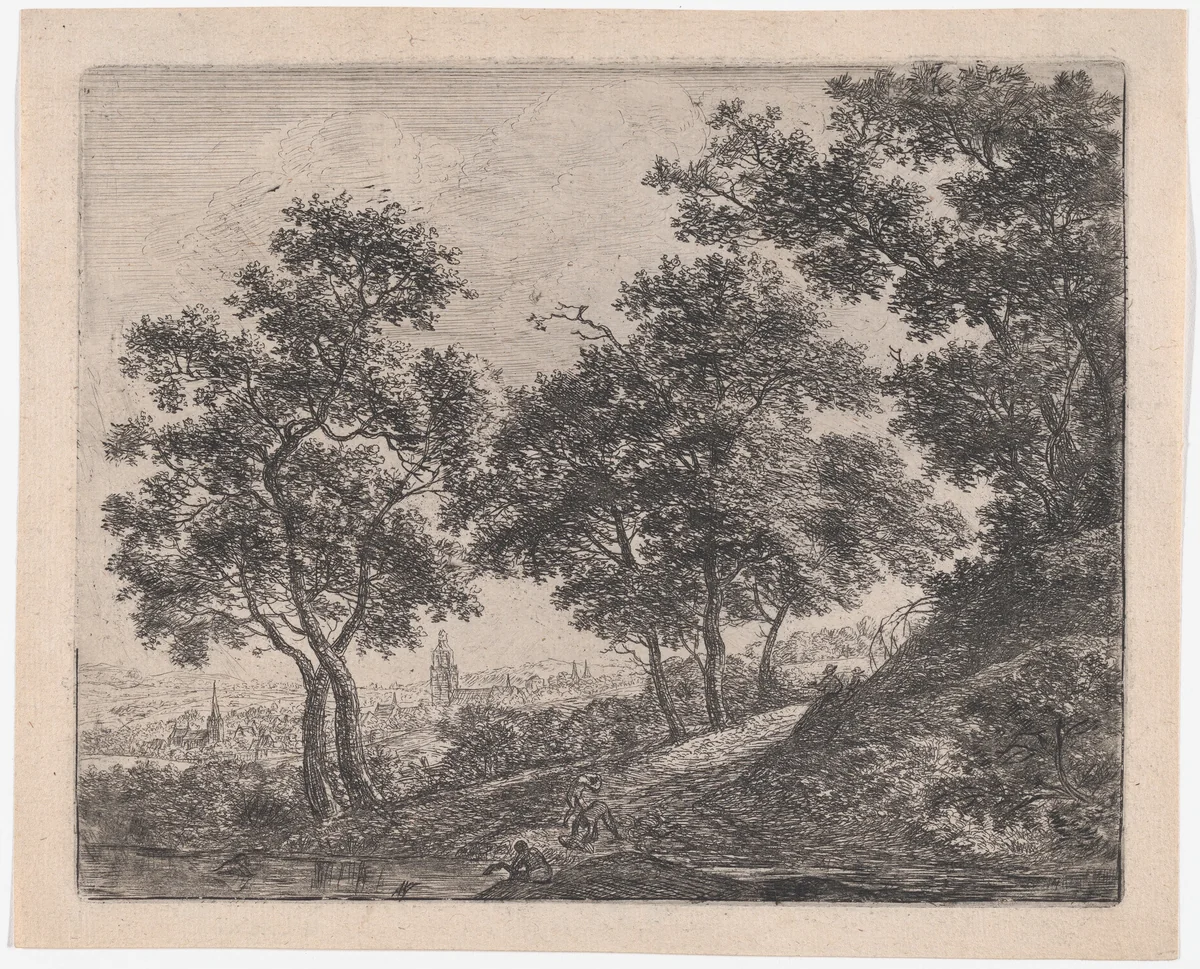 Bathers by Anthonie Waterloo, print, 1620-1690