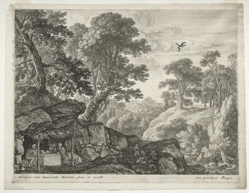 The Penitents: Landscape with Sts. Paul and Anthony by Herman van Swanevelt, print, 1620-1655