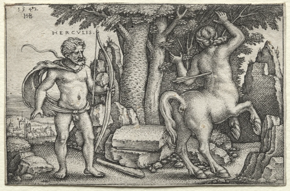 The Labors of Hercules: Hercules and Nessus by Hans Sebald Beham, print, 1542