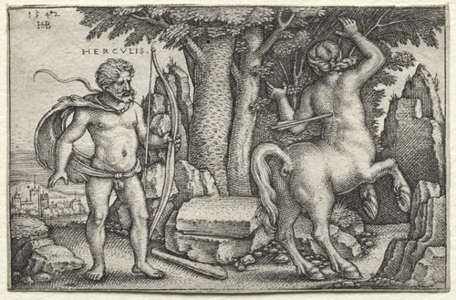 The Labors of Hercules: Hercules and Nessus by Hans Sebald Beham, print, 1542