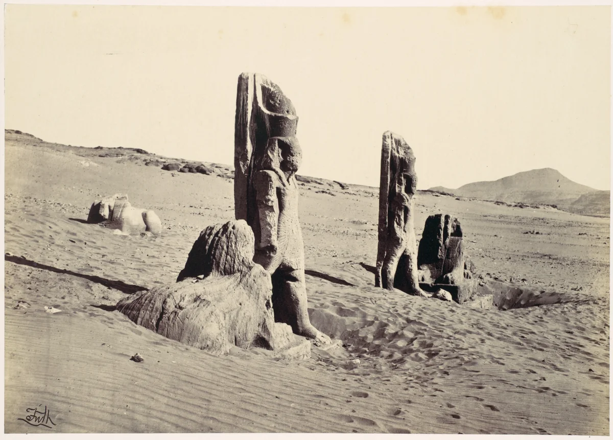 Colossi and Sphynx at Wady Saboua by Francis Frith, photograph, 1857