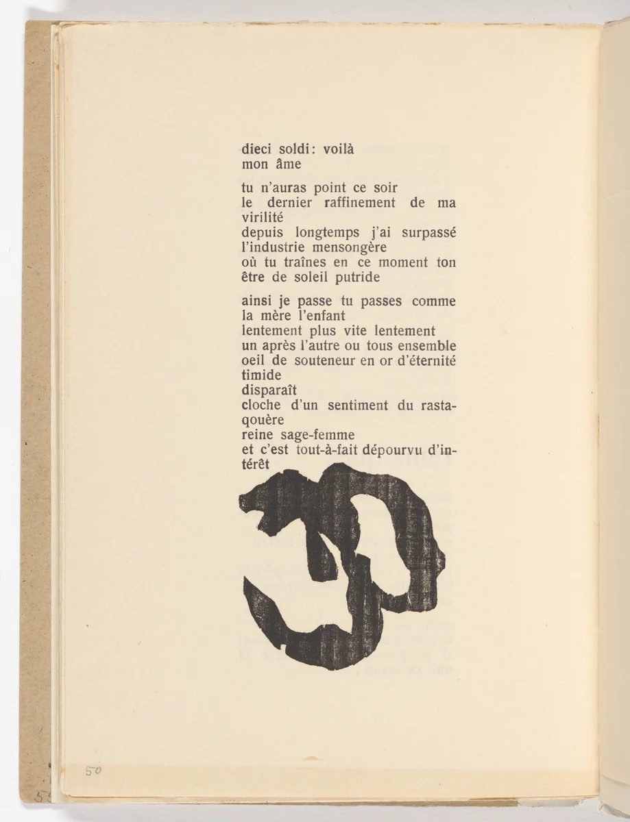 Tailpiece (folio 25 verso) from Twenty-five Poems (Vingt-cinq poèmes) by Jean Arp, illustrated book, 1918