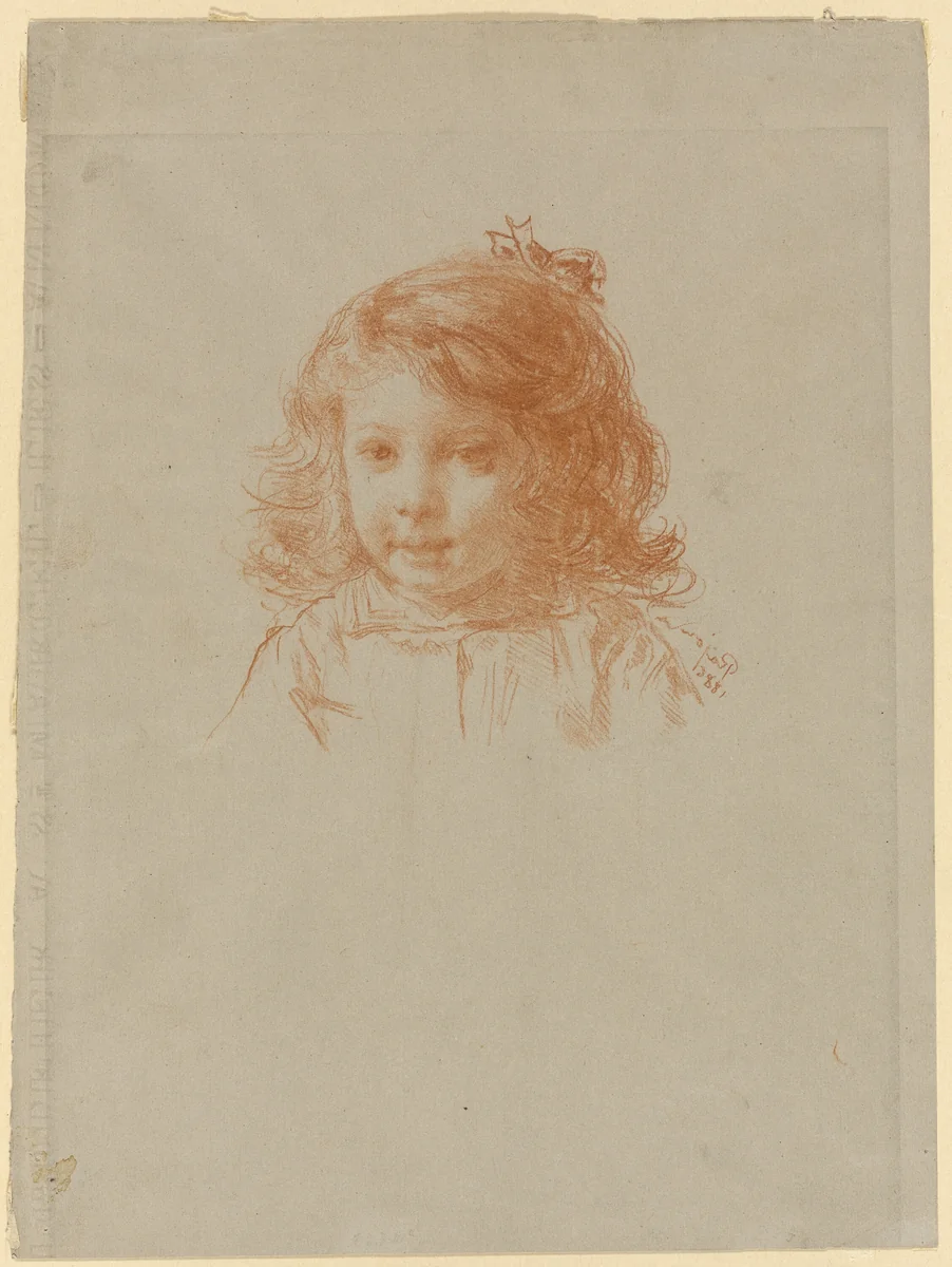 Bust of a Young Girl (recto); Profile of a Young Girl (verso) by Paul Adolphe Rajon, drawing, 1886-1888