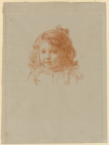 Bust of a Young Girl (recto); Profile of a Young Girl (verso) by Paul Adolphe Rajon, drawing, 1886-1888