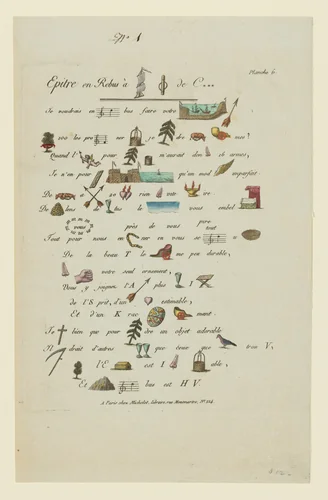 Rebus Valentine Letter by Michelet Libraire, print, 1835-1845