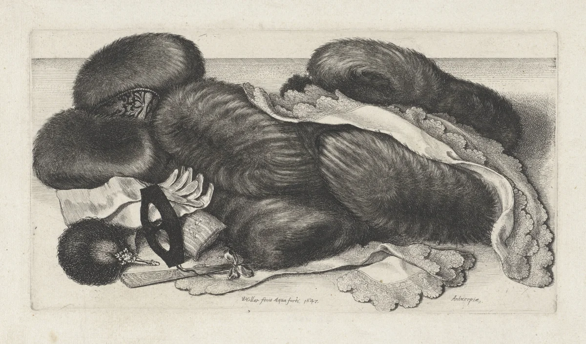 Still Life with Accessories by Wenceslaus Hollar, print, 1647