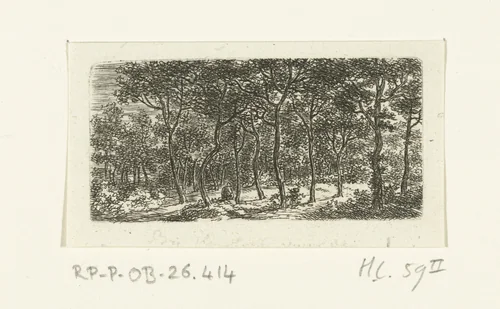 Bosgezicht met zittende man by Ernst Willem Jan Bagelaar, print, 1798-1837
