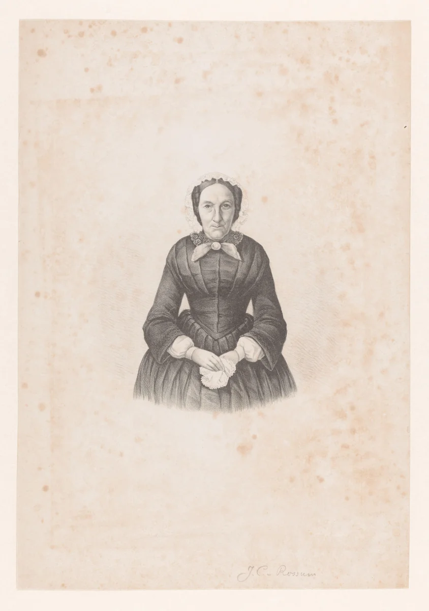 Portret van onbekende vrouw by Jan Cornelis van Rossum, print, 1830-1904