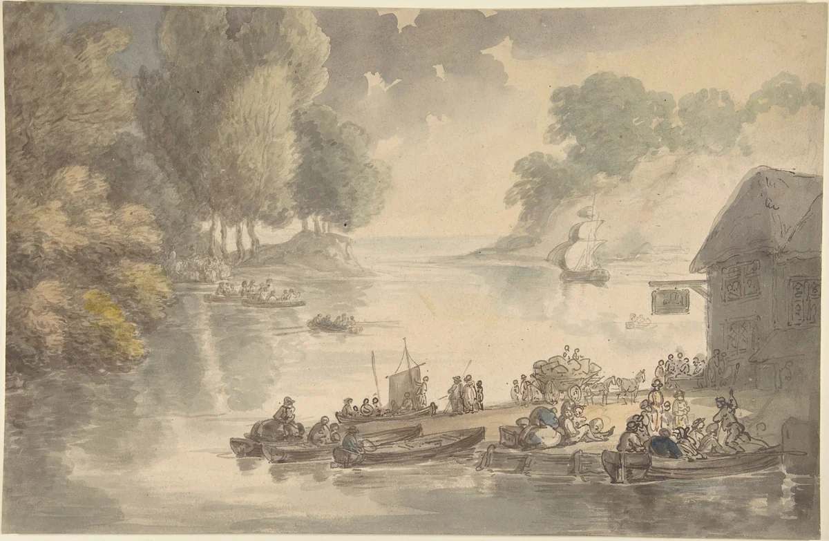 The Inn at the Ford by Thomas Rowlandson, drawing, 1775-1827