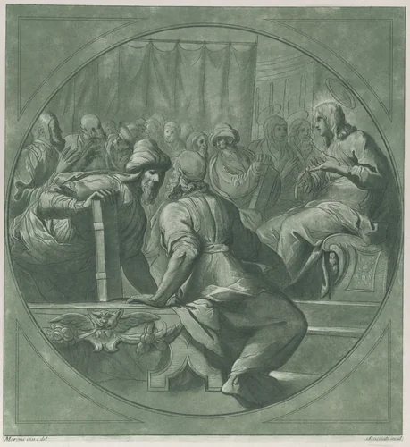Christ confounding the doctors by Andrea Scacciati, print, 1750-1770
