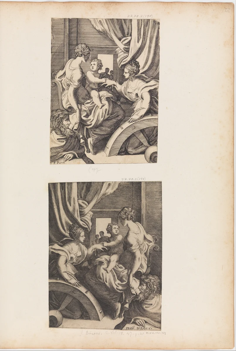 The Mystic Marriage of St. Catherine by Giulio Bonasone, print, 1510-1576