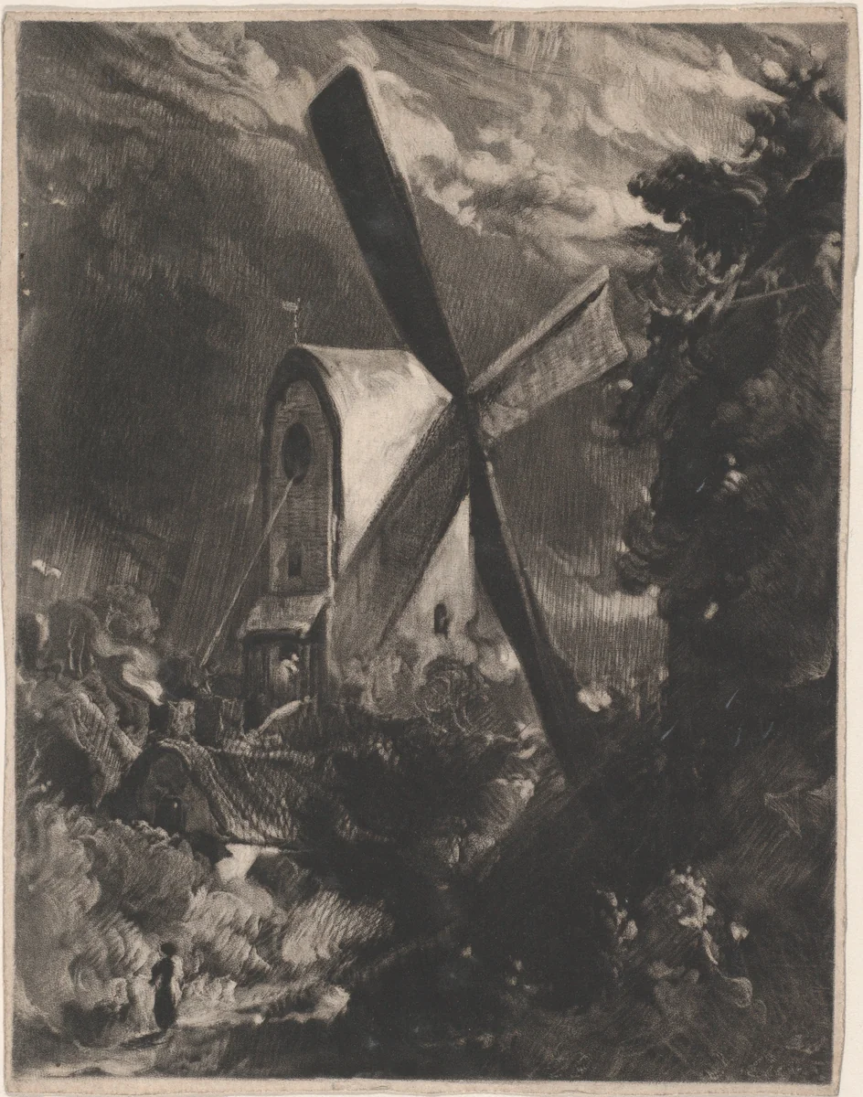 Mill Near Brighton by David Lucas, print, 1829