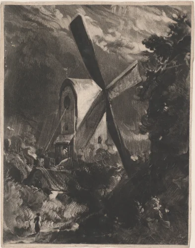 Mill Near Brighton by David Lucas, print, 1829