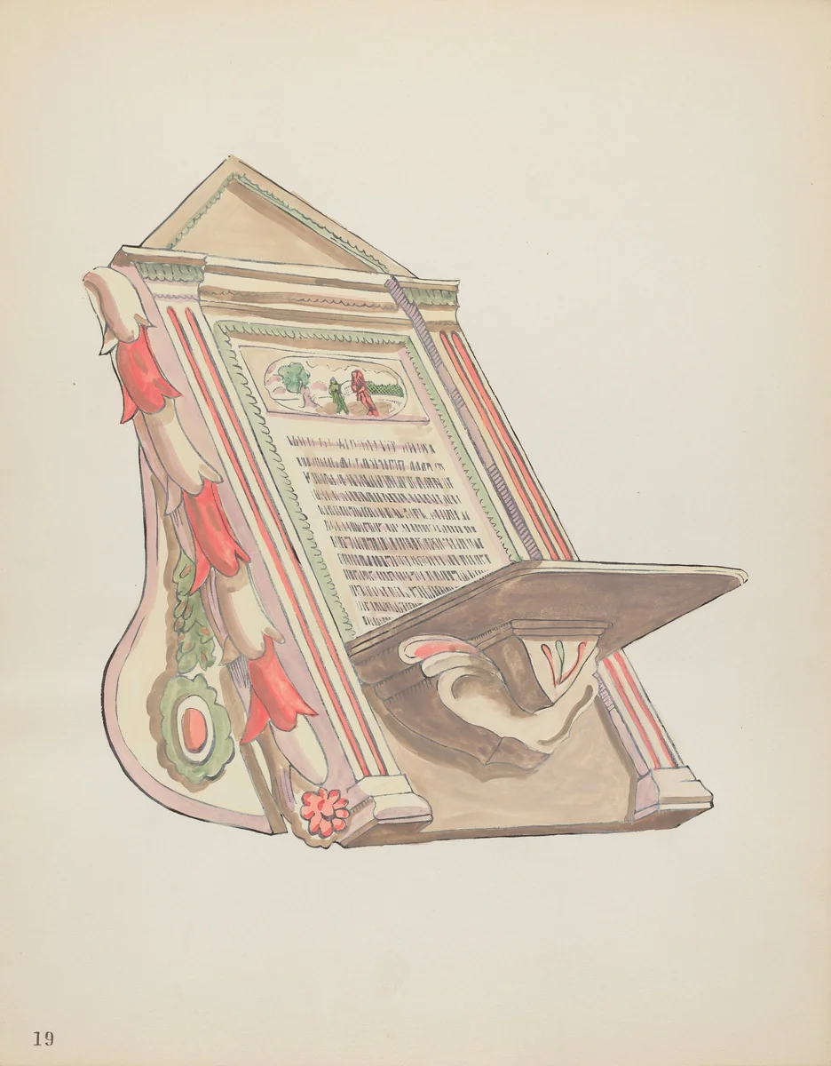 Plate 19: Reading Stand, Chimayo: From Portfolio "Spanish Colonial Designs of New Mexico" by American 20th Century, index of american design, 1935-1942