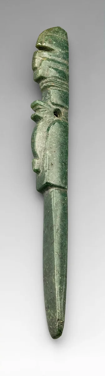 Carved Pendant Depicting a Costumed Figure with a Abstract Bird Headdress by Guapiles Guapiles, metalwork, 1000-1500