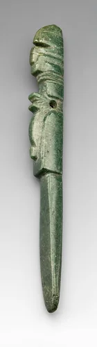 Carved Pendant Depicting a Costumed Figure with a Abstract Bird Headdress by Guapiles Guapiles, metalwork, 1000-1500