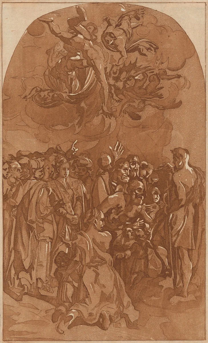 Saint John Preaching by Pellegrino Tibaldi, print, 1700-1799