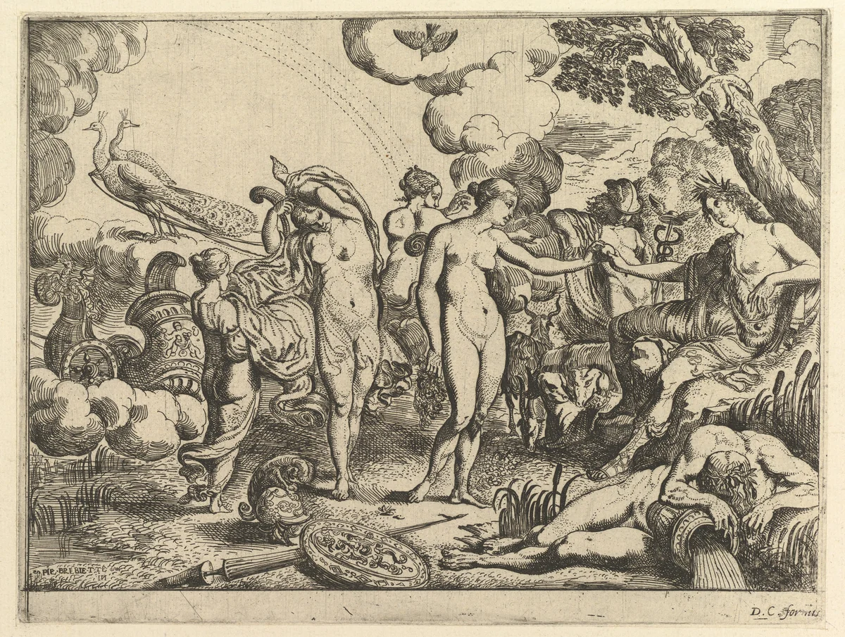 Judgment of Paris by Pierre Brebiette, print, 1610-1642
