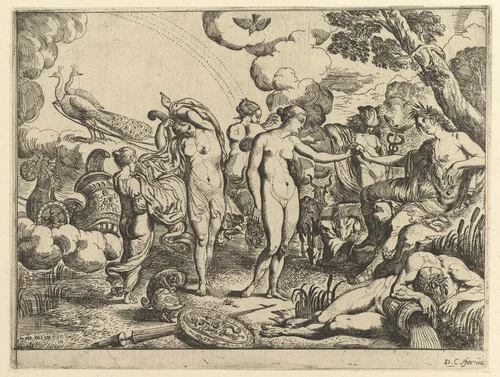 Judgment of Paris by Pierre Brebiette, print, 1610-1642