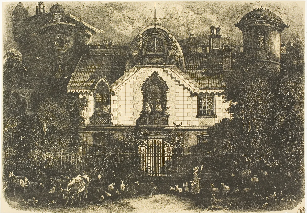The Enchanted House by Rodolphe Bresdin, print, 1871
