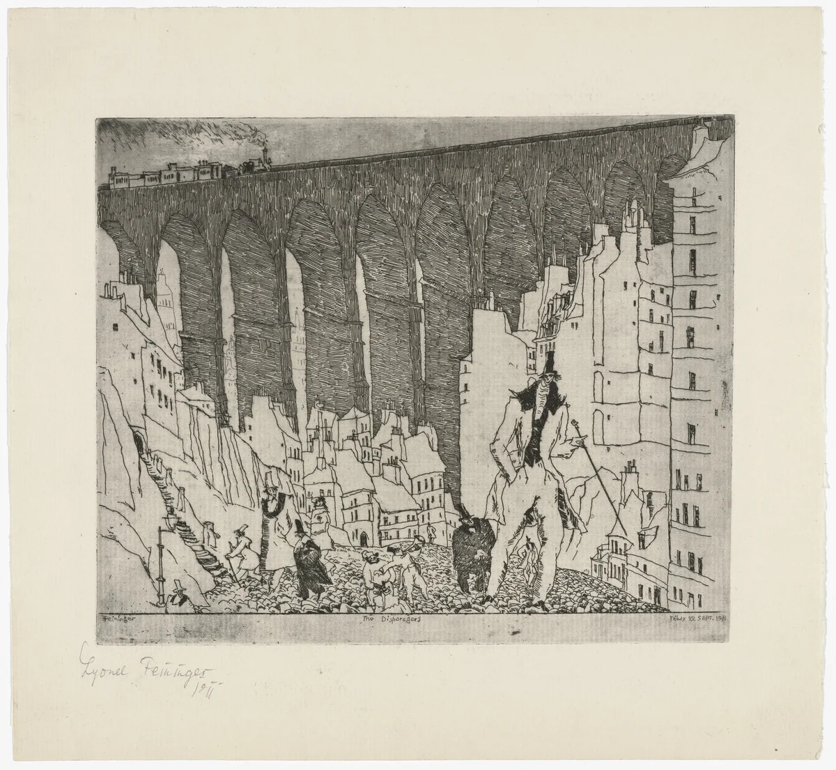 The Disparagers (Die Höhnenden) by Lyonel Feininger, print, 1911