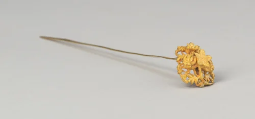 Hairpin with Vine Scroll, with Melons, Star-shaped Leaf, and Blossoms by China, metalwork, 1101-1300