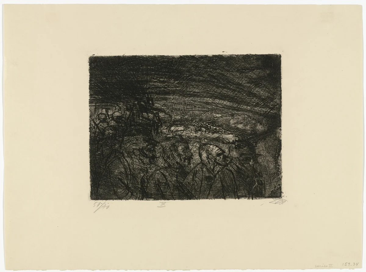 The Second Company Will Be Relieved Tonight (Die II. Kompanie wird heute Nacht abgelöst) from The War (Der Krieg) by Otto Dix, print, 1924