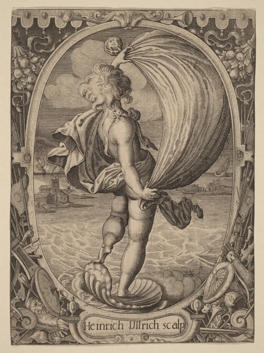 Aiolos, Personification of Wind by Heinrich Ulrich, print, 1572-1621