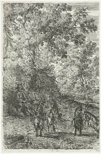 Vier geiten by Claude Lorrain, print, 1630-1633
