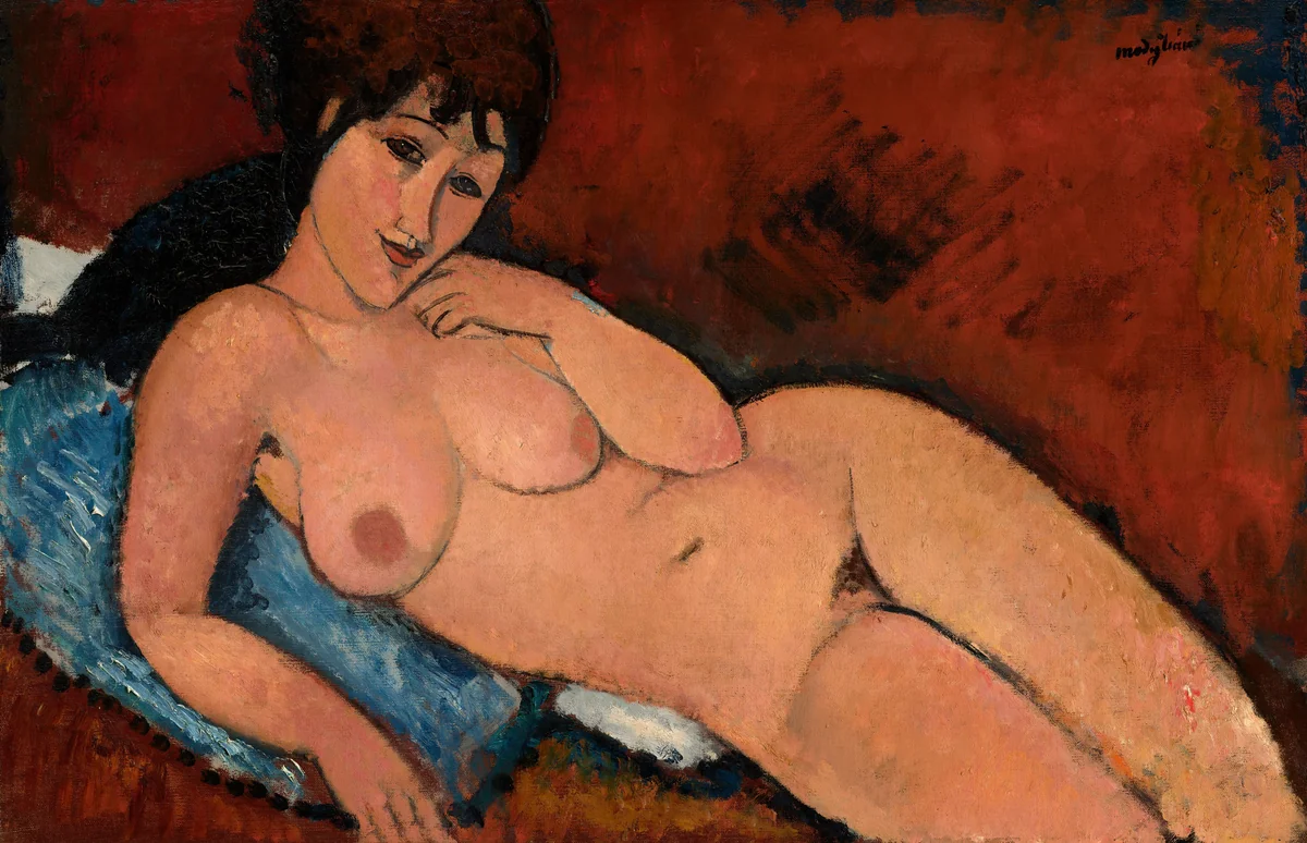Nude on a Blue Cushion by Amedeo Modigliani, painting, 1917