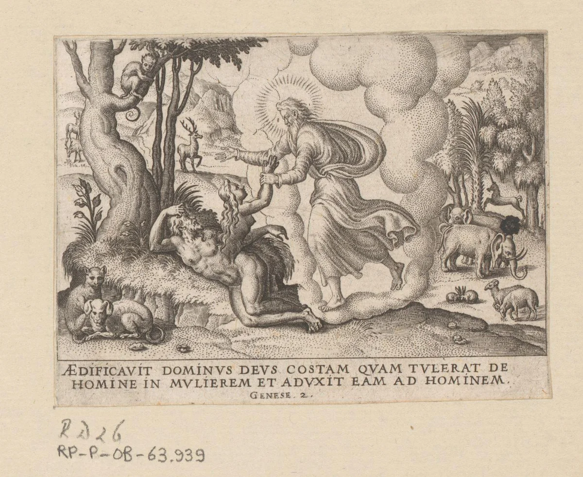 Schepping van Eva by anonymous, print, 1569