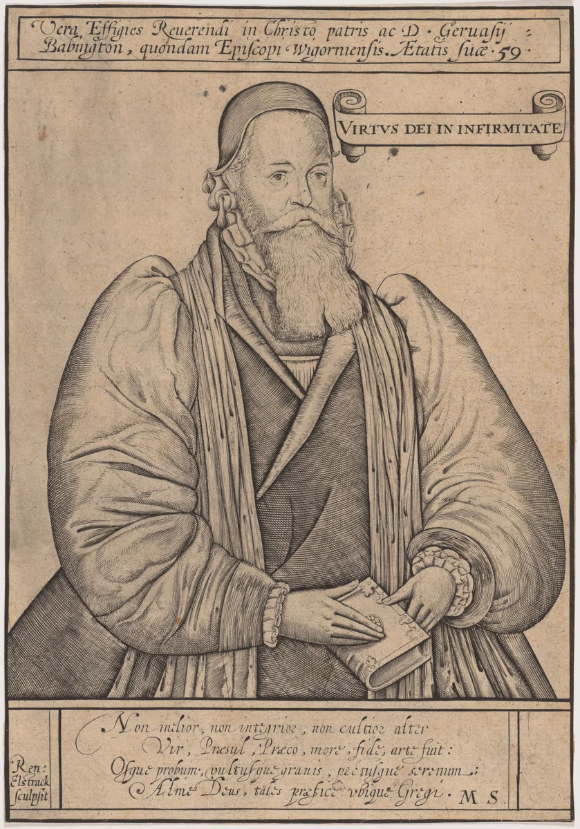 Gervase Babington, Bishop of Worcester by Renold Elstrack, print, 1616